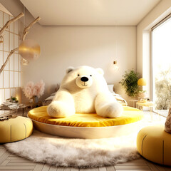 teddy bear on sofa