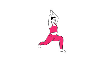 Young  woman doing yoga exercises, practicing meditation and stretching. Female character in yoga studio or home. Trendy flat vector illustration.
