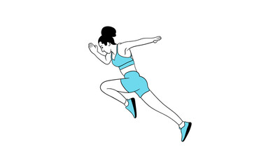 Obraz premium Young woman jogging. Active healthy lifestyle concept, running, city competition, marathons, cardio workout, exercise. Isolated vector illustrations