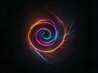 transparent glowing vortex, glowing lines, black background, for design, isolated