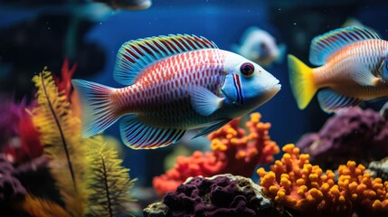 Fototapeta premium Colorful tropical fish in tank.