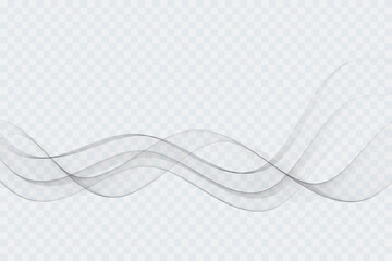 Abstract smooth gray wavy wave flow. Illustration of gray flow curve motion.
