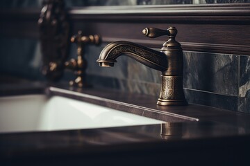 Luxury faucet in vintage bathroom