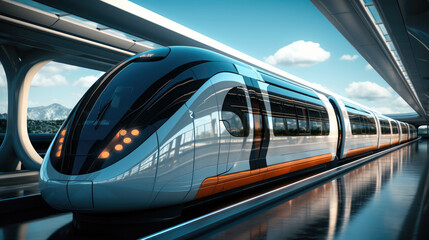 Obraz premium Futuristic train, Modern transportation system development.