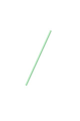Top view of green paper straw isolated on white background