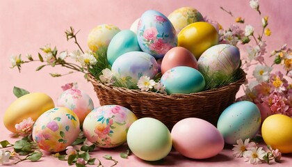 Fototapeta na wymiar Colorfull easter eggs, Generative AI