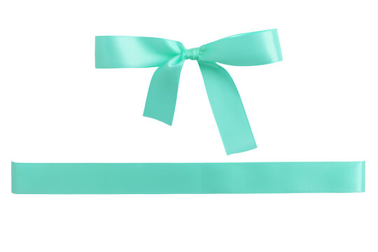 Light azure ribbon with bow isolated on white background