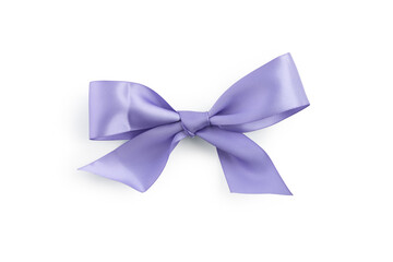 violet ribbon bow isolated on white background