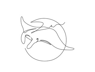 Continuous one line drawing of manta ray. Simple illustration of stingray fish line art vector illustration