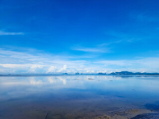  The morning blue sky with clear white clouds