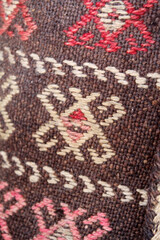 close-up of hand-woven wool rug
