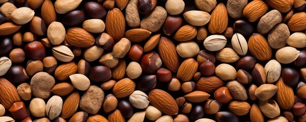 Abstract background with different nuts in a heap
