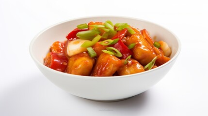 Delicious Chinese Sweet and Sour Fish in a White Bowl AI Generated