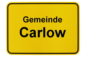 Illustration eines Ortsschildes der Gemeinde Carlow in Mecklenburg-Vorpommern