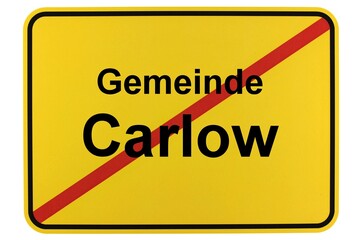 Illustration eines Ortsschildes der Gemeinde Carlow in Mecklenburg-Vorpommern
