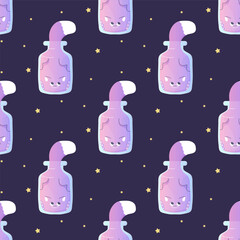 Seamless pattern,line art,cat in a can , occultism magic
