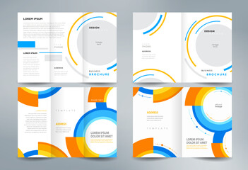 Business brochure set design template folder booklet tri-fold circle figure abstract - obrazy, fototapety, plakaty