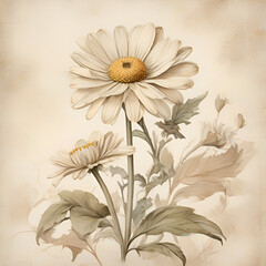 Watercolor daisy painting, generative ai

