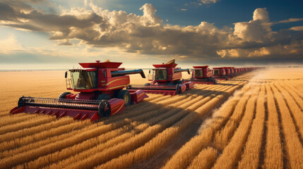 ?ombine harvester harvesting wheat from the field - Powered by Adobe