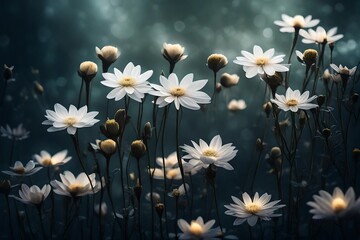"Capture the ethereal charm of a soft flower in the soft glow of the moonlight, creating a dreamlike atmosphere in the garden.