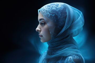 woman in hijab on plain background. Hijab day concept