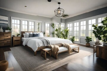 beautiful designed modern farmhouse bedroom