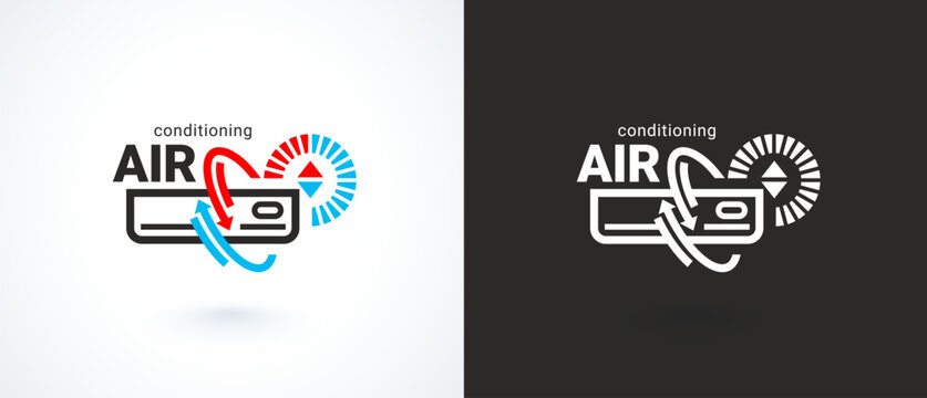 Air conditioner logo. Split system conditioning vector icon