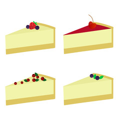 set of cheesecakes, food illustration, eps 8