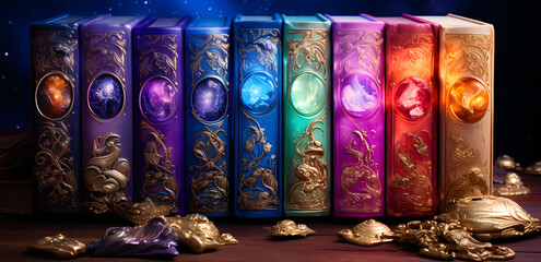 Obraz premium Fantasy books in different colours