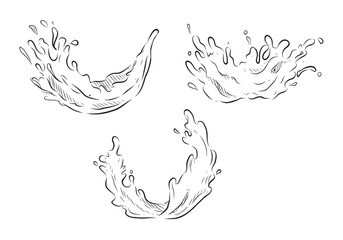 Illustration Sketching  Set water splashing for art work, logo, learning, scrapbooking ink style.