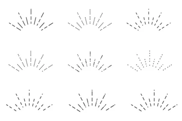 Fotobehang Doodle radial line rays. Hand drawn round corner shine. Sunburst sparkle element. Sun burst doodle icon. Explosion frame. Idea and exclamation symbol. Vector illustration isolated on white background. © RizkiCreative
