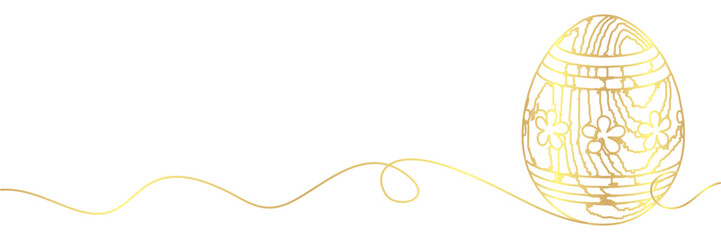 illustration of a egg with gold line art style for easter day of vector