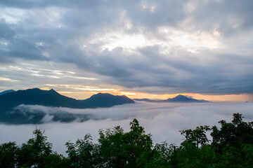 Landscape lot of fog Phu Thok Mountain at Chiang Khan ,Loei Province