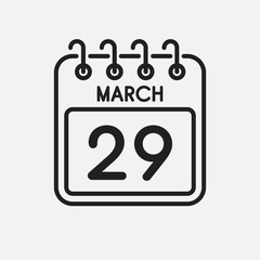 Icon page calendar day - 29 March