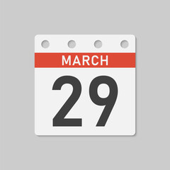 Icon page calendar day - 29 March