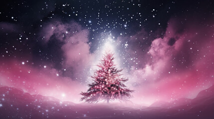 Fototapeta na wymiar 美しい抽象的なピンクのクリスマス ツリーGenerativeAI