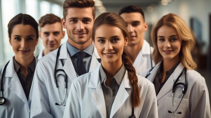 A group of doctors, Happy, Superior, Strength, Excellence. Generative AI.