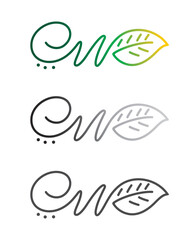 Obraz premium Green Signature Vine Like Form with a Green Leaf at One End Vector Logo Art