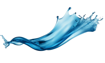 blue water splash  isolated  on transparent background
