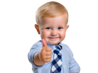 child with thumb up on transparent background