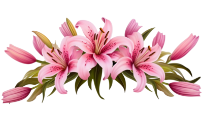 pink lily flower on transparent background