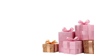 Obraz premium pink gift box with ribbon on transparent background
