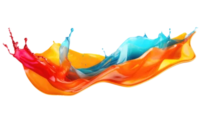 Fotobehang colorful paint splashes isolated on transparent background © Denis