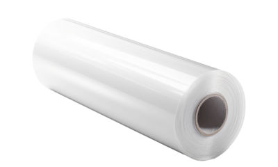 single plastic film wrap roll  isolated on transparent background