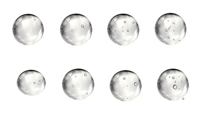 Set of water droplets isolated on transparent or white background