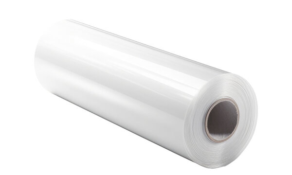 single plastic film wrap roll  isolated on transparent background
