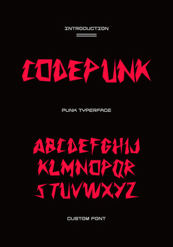 PUNK hardcore font typerface alphabet font vector custom rock music poster	