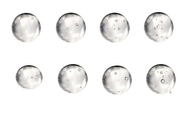 Set of water droplets isolated on transparent or white background