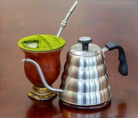 Traditional chimarrão prepared with yerba mate (ilex paraguariensis). 
