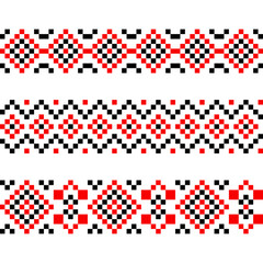 Red and black embroidery in the traditional Russian style. Seamless image